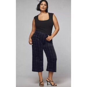 Anthropologie Maeve The Colette Cropped Wide-Leg Pants Plaid Corduroy Size 32